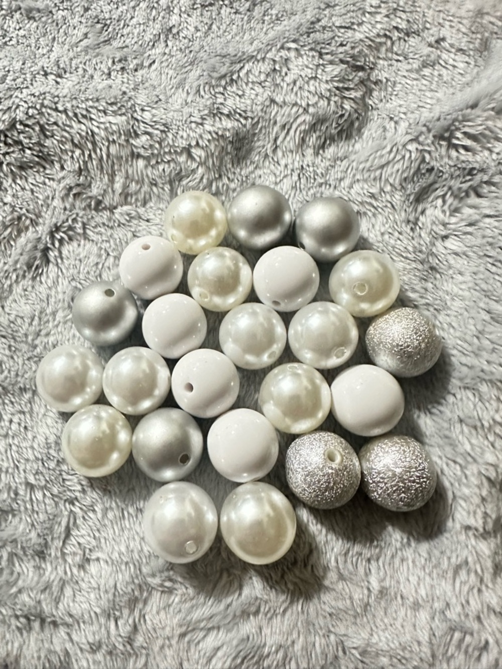 Mixed White and Silver Acrylic Bead Lot